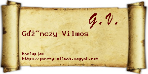 Gönczy Vilmos névjegykártya